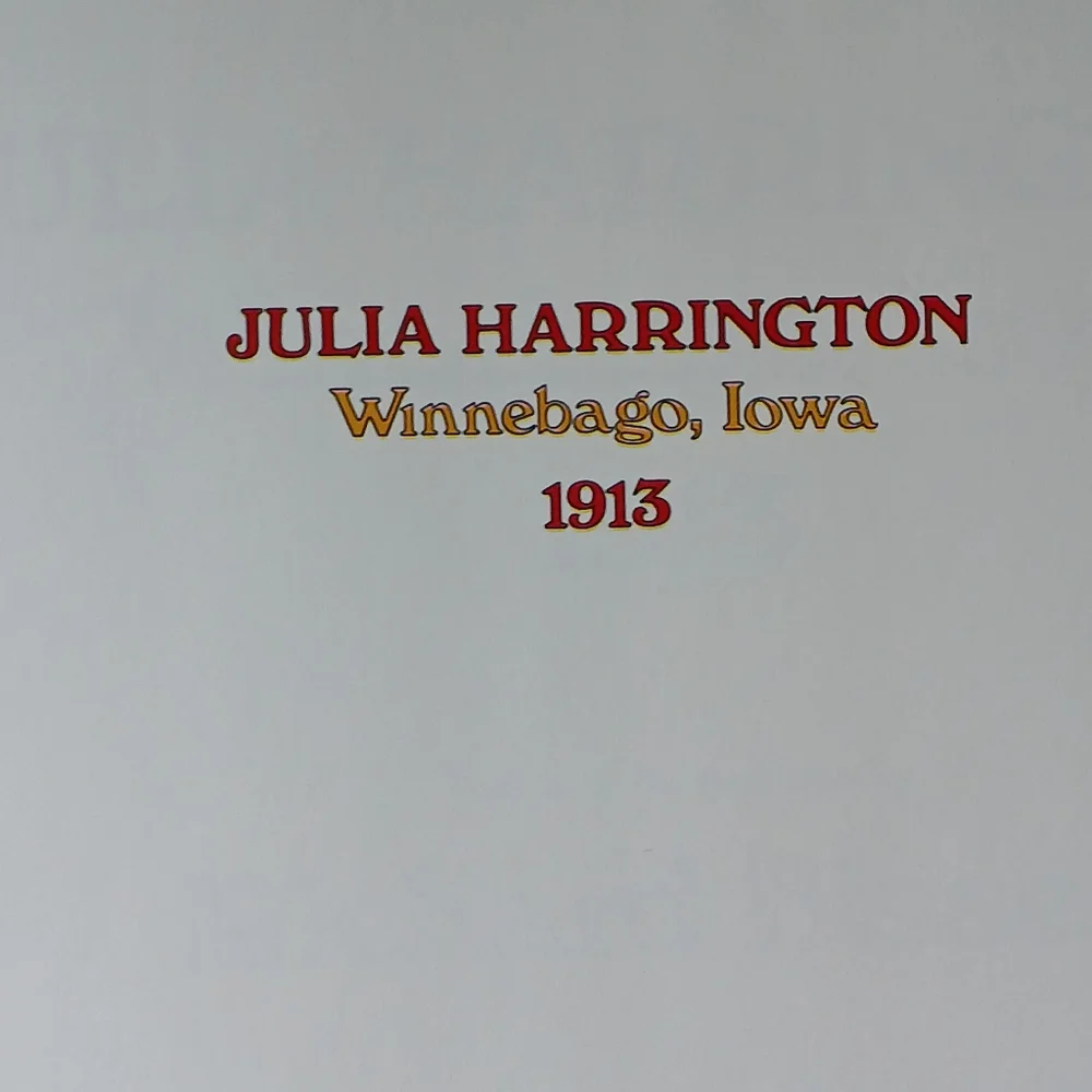 Winebago IOWA 1913  Julia Harrington Book with Floral and Butterfly Design